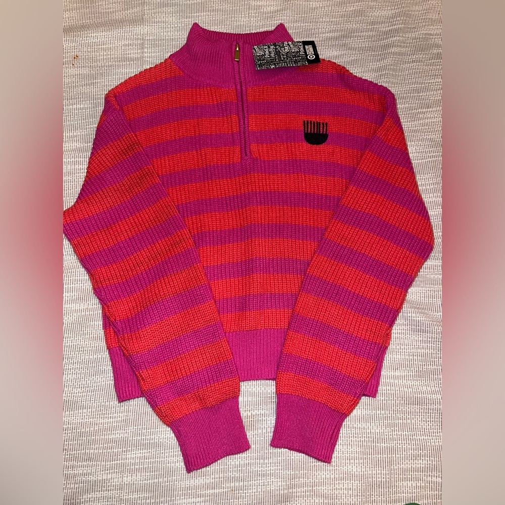 Black History Month Striped Half-Zip‎ Sweater XS